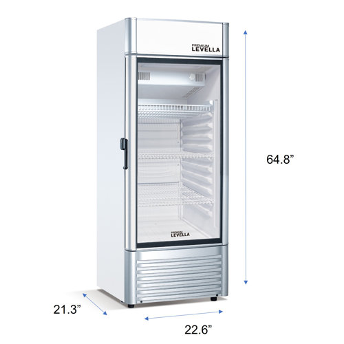 Premium Levella 6.5 Cu. Ft. Commercial Upright Display Refrigerator Glass Door Beverage Cooler